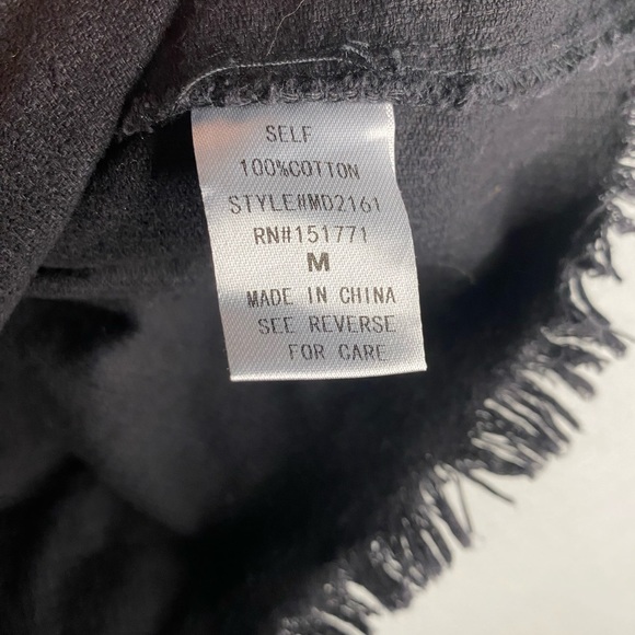 Le Lis Dress Size Medium Boho Black Corduroy Overall Button Down Fringe - Picture 8 of 9